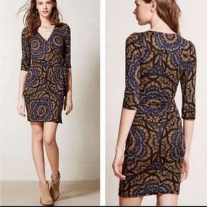 Anthropologie Vanessa Virginia Lena 3/4 Sleeve Floral Print Wrap Dress. XS